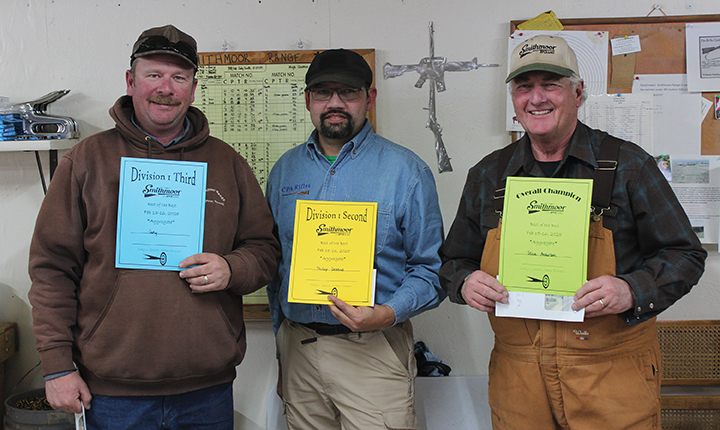 Division One winners (L-R): Cody Smith (3rd), Phillip Dobkins (2nd) and Steve Anderson (1st - overall champion).
